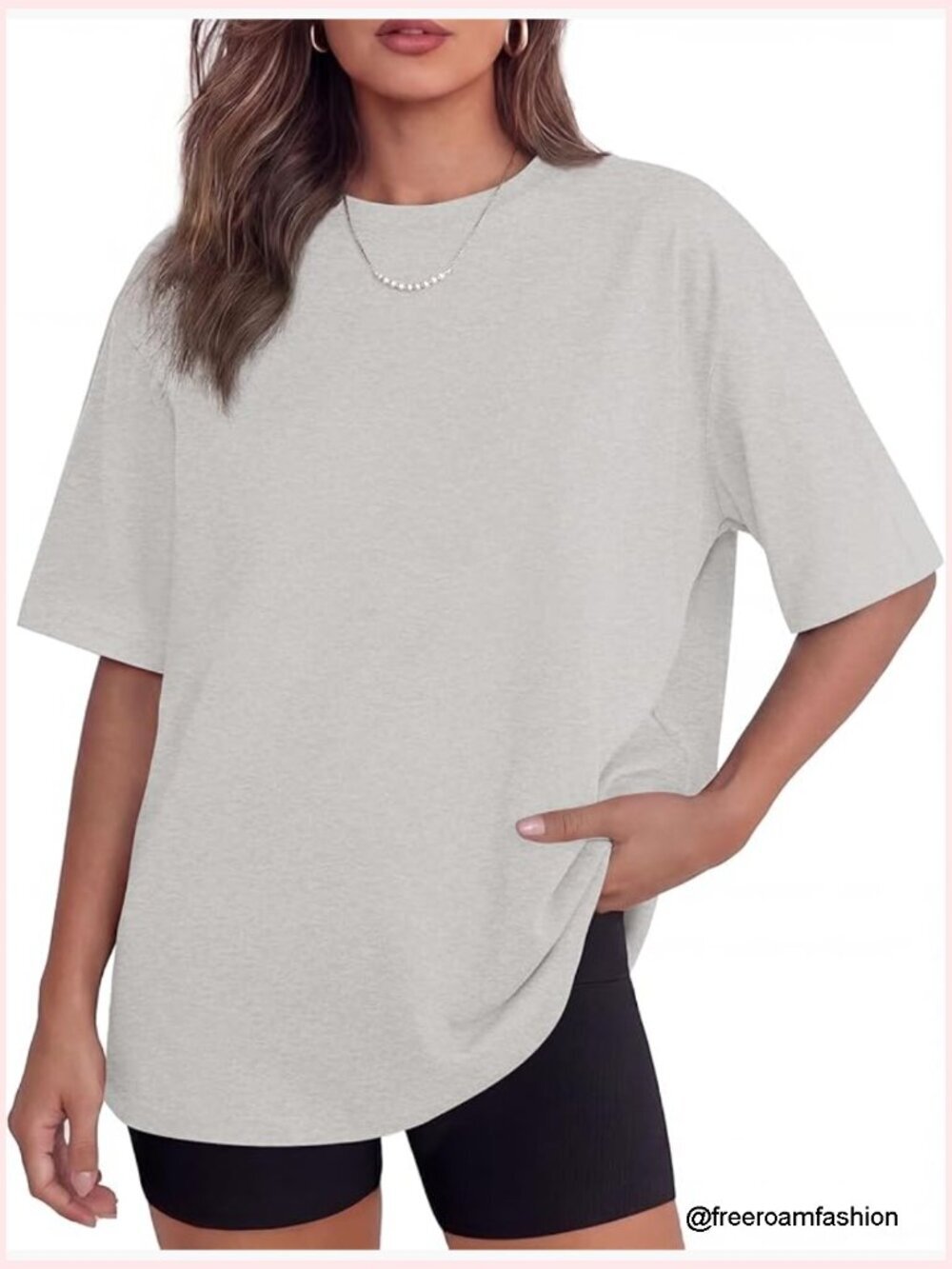 Oversized Crew Neck Tee - Soft Polyester Blend Short Sleeve